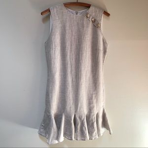 Poeta -- Cotton Linen Sleeveless Godet Ruffle  Dress in size Small